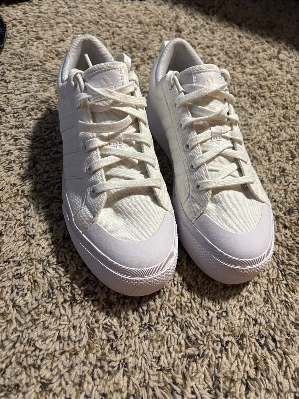 adidas Off-White/Cream Low-Top Athletic Sneakers
